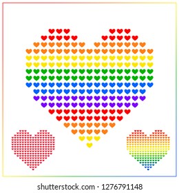 Heart icon vector background for LGBT love concept with colorful rainbow heart 