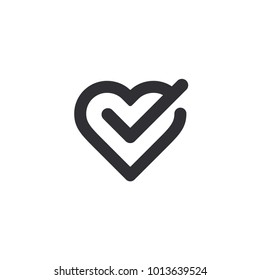 Heart Icon. Vector Heart. Check Mark Sign. Health Icon. Heartbeat Sign.