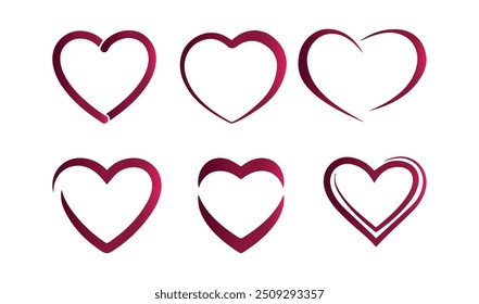  Heart icon vector Contour text logo template, outline red heart letters, linear hearts lettering for Day greeting card vector illustration  Love Icon Vector Illustration Design 
Editable