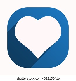 heart. icon. vector design, blue button for Mobile Applications