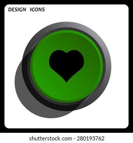 heart. icon. vector design Green Start button, forward, to continue. Flat design style