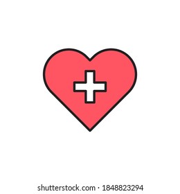 heart icon vector. filled outline style. isolated on white background