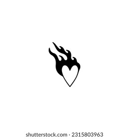 heart icon vector with fire concept