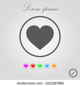 Heart Icon Vector with five Color Variations