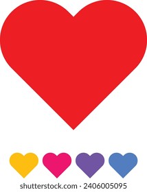 Heart icon vector with five color variations, Heart icon, Heart vectors, Heart collection vector EPS 10