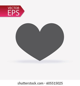 Heart Icon Vector Flat style for graphic and web design. Love symbol. Valentine's Day sign, emblem isolated on white background with shadow, logo. 