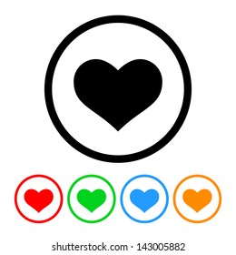 Heart Icon Vector and Four Color Variations