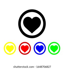 Heart Icon Vector with Four Color Variations