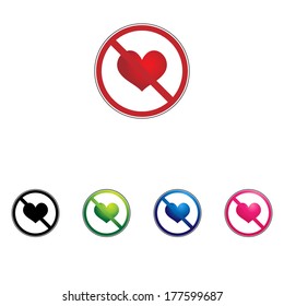 Heart Icon Vector with Four Color Variations