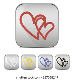 Heart Icon Vector with Four Color Variations
