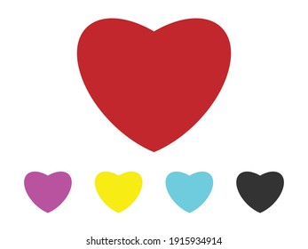 Heart Icon Vector with Four Color Variations
