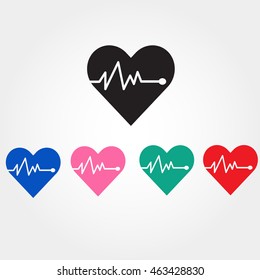 Heart Icon Vector with Four Color Variations