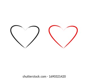 Heart icon vector hand drawn design. love vector illustration. grunge love decorative design elements color editable