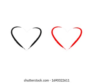 Heart icon vector hand drawn design. love vector illustration. grunge love decorative design elements color editable
