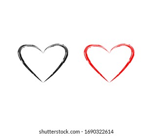 Heart icon vector hand drawn design. love vector illustration. grunge love decorative design elements color editable