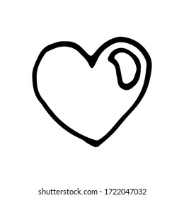  Icono del corazón. Doodle dibujado a mano por vectores. Aislado sobre fondo blanco. Ilustración vectorial de material.