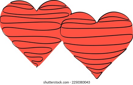 Heart icon vector. Hand drawn love symbol. Valentine's day sign, emblem isolated on red background