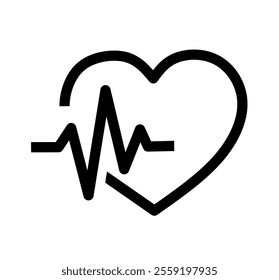 heart icon vector with heartbeat on white background