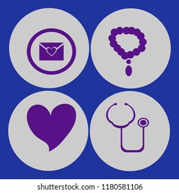 heart icon. heart vector icons set necklace, heart, heart envelope and stethoscope