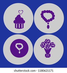 heart icon. heart vector icons set rose bouquet, necklace and cupcake heart