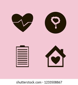 heart icon. heart vector icons set heartbeat, medical report, house heart and necklace