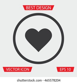 Heart Icon - Vector illustration of heart icon in circle on gray background. Medical Icon. Love Icon.