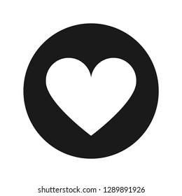 Heart icon vector illustration design isolated on flat black round button