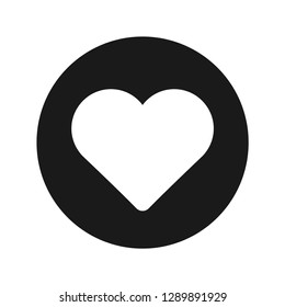 Heart icon vector illustration design isolated on flat black round button