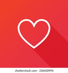 Heart icon vector illustration. Flat design style with long shadow 