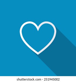 Heart icon vector illustration. Flat design style with long shadow