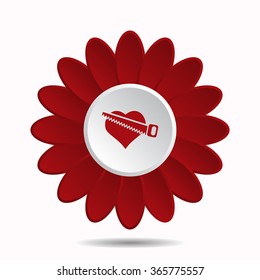 heart icon, vector illustration. Flat design style, flower icon