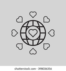  Heart  icon, vector illustration. Flat design style