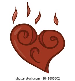 Heart icon. Vector illustration of a hot heart. Hand drawn doodle hot heart.