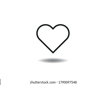 Heart Icon Vector illustration. line Hearts Love symbol. Valentine's Day sign, emblem isolated on white background with shadow, Flat style for graphic and web design, logo. EPS10 black pictogram.