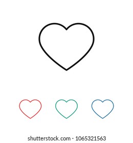 Heart icon vector illustration. Linear symbol with thin outline. The thickness is edited. Minimalist style.