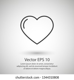 Heart icon vector illustration. Linear symbol with thin outline. The thickness is edited. Minimalist style.