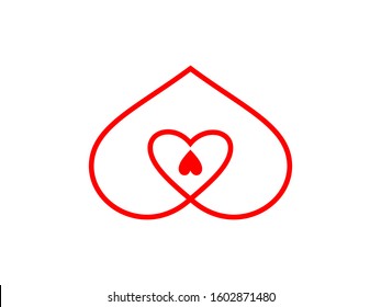 Heart icon vector illustration. Linear symbol with thin outline. stylish heart symbol. Exclusive quality of execution in material logo design. triple hearts icon.