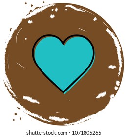 Heart icon. Vector illustration on brown background