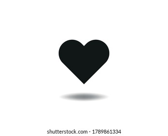 Heart Icon Vector illustration. Perfect Hearts Love symbol. Valentine's Day sign, emblem isolated on white background with shadow, Flat style for graphic and web design, logo. EPS10 black pictogram.
