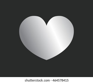 Heart Icon, Vector illustration, silver luxury logo flat eps
