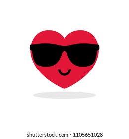 Heart Icon Vector Illustration with Smiley Face Wearing Sunglasses