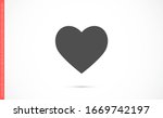 Heart Icon Vector. Vector image of a flat, linear heart icon. Perfect Love symbol. Flat style for graphic and web design. Flat simple grey symbol on white background with shadow.