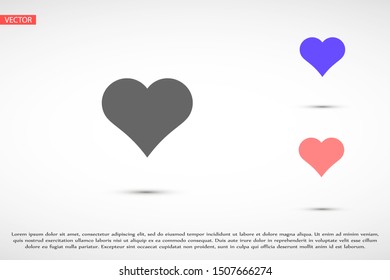 Heart Icon Vector. Vector image of a flat, linear heart icon. Perfect Love symbol. Flat style for graphic and web design. Flat simple grey symbol on white background with shadow.