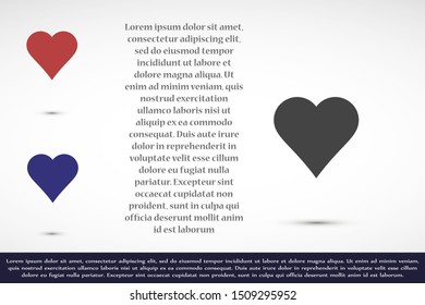 Heart Icon Vector. Vector image of a flat, linear heart icon. Perfect Love symbol. Flat style for graphic and web design. Flat simple grey symbol on white background with shadow.