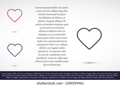 Heart Icon Vector. Vector image of a flat, linear heart icon. Perfect Love symbol. Flat style for graphic and web design. Flat simple grey symbol on white background with shadow.