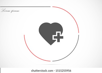 Heart Icon Vector. Vector image of a flat, linear heart icon. Perfect Love symbol. Flat style for graphic and web design. Flat simple grey symbol on white background with shadow.