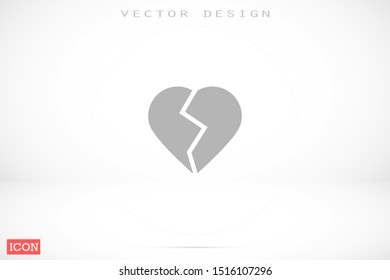 Heart Icon Vector. Vector image of a flat, linear heart icon. Perfect Love symbol. Flat style for graphic and web design. Flat simple grey symbol on white background with shadow.
