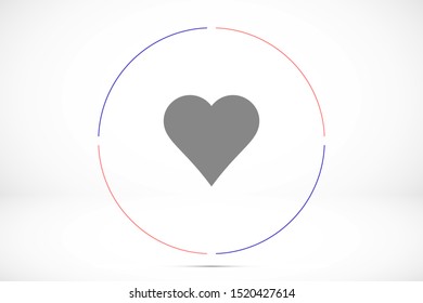 Heart Icon Vector. Vector image of a flat, linear heart icon. Perfect Love symbol. Flat style for graphic and web design. Flat simple grey symbol on white background with shadow.