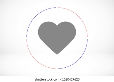 Heart Icon Vector. Vector image of a flat, linear heart icon. Perfect Love symbol. Flat style for graphic and web design. Flat simple grey symbol on white background with shadow.