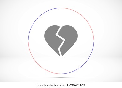 Heart Icon Vector. Vector image of a flat, linear heart icon. Perfect Love symbol. Flat style for graphic and web design. Flat simple grey symbol on white background with shadow.